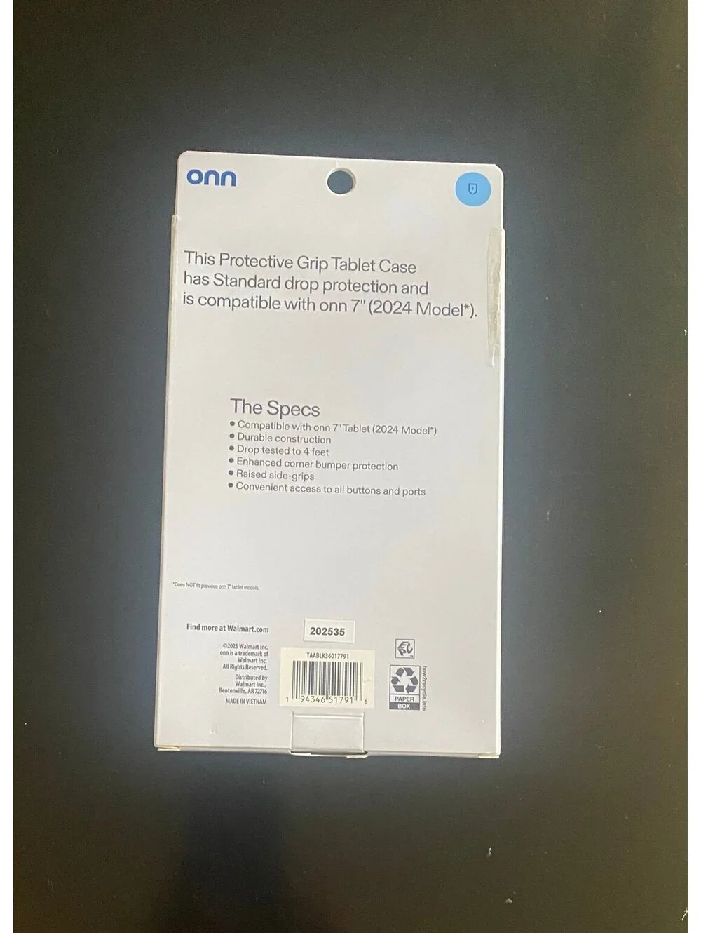Onn Protective Grip Tablet Case for Onn 7” Tablet (2024 Model) Black
